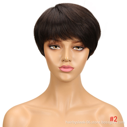 Rebecca factory wigs Ombre Color  Machine Made Cheap Short Bob Wig Remy Straight Hair Brazilian Human Hair Wigs for Black women